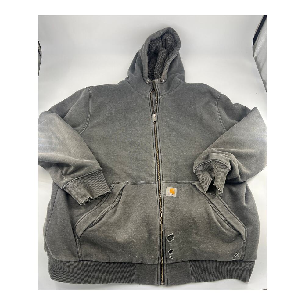 Carhartt Hooded Sweatshirt Mens XL Relaxed Fit Thrashed Outdoor Hunting Work Zip